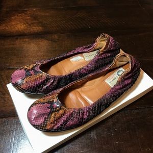 Vintage Lanvin snake skin ballet flats Sz 8
